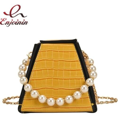 Stone Pattern 3D Box Design Purses and Handbags for Women Pearl Wrist Strap Designer Bag Mini Crossbody Bag Chain Shoulder Bag