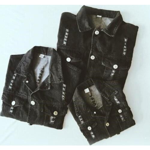 Family Look Family Costumes 2018 Spring Children Demin Coats Kids Toddler Jackets Outwear Baby Boy Cowboy Broken Hole Clothing