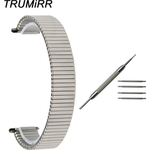 Elastic Watchband 18mm 19mm 20mm 21mm 22mm Universal Expansion Watch Band Stainless Steel Strap Bracelet + Tool + 4 Spring Bars