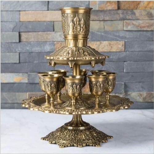 European 8pcs/set decorative metal wine setbartender set wine decanter for moonshine whiskey decanter home brewery JJ089