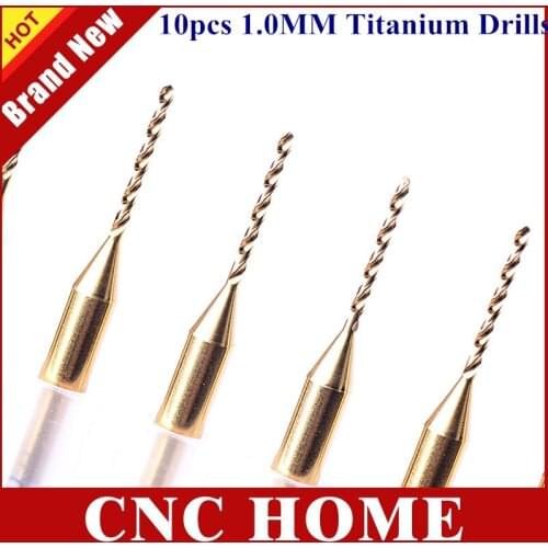 Quality 10pcs/lot 1.0MM Titanium Coated Carbide Dremel Jewelry CNC Drills, PCB Drill Bit on Circuit Boards, Stainless Steel, SMT