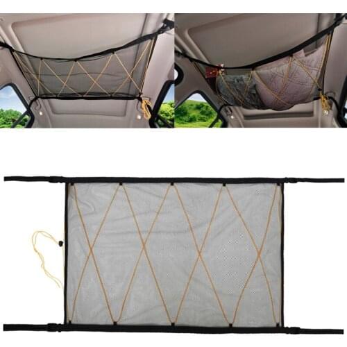 Car Roof Interior Cargo Universal Net Bag with Zipper Breathable Adjustable Sundries Storage Bag,Car Ceiling Mesh Storage Bag
