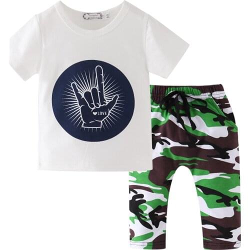 Children Baby Clothing Set Summer Baby Kids Fashion Cartoon Short Sleeve T-Shirt+Camouflage Pants 2pcs Toddle Baby Boy Clothes