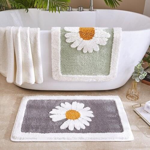Bathroom Door Entrance Mat Daisy Bath Rug Bathroom Non-Slip Mat Toilet Door Mat Entrance Door Absorbent Mat Anti-slip Door Mat