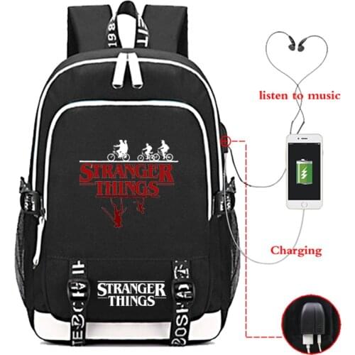 Beautiful Stranger Things USB Charge Backpack Students Boys Girls Rucksack Fashion Back to College Mochila Teenagers School Bags