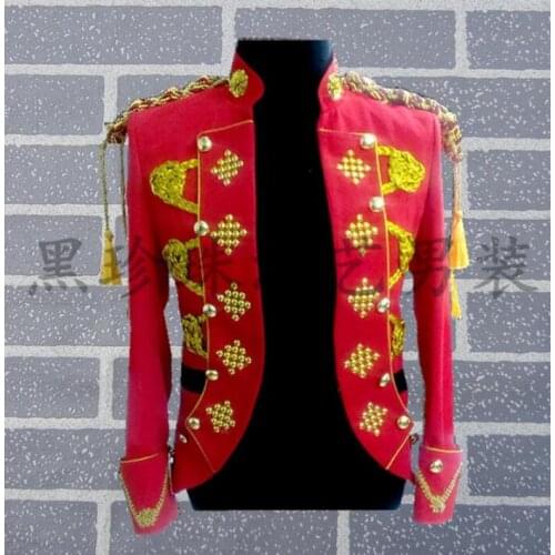 Red men suits designs royal cosplay stage costumes for singers men sequin blazer dance clothes jacket style dress rock 2020 new