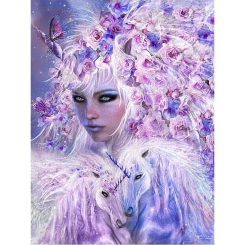 Flower Fairy Embroidery Mosaic Craft Unicorn Diamond Painting Kits Crystal Picture Wall Paper Rhinestone Drawing Christmas Gift