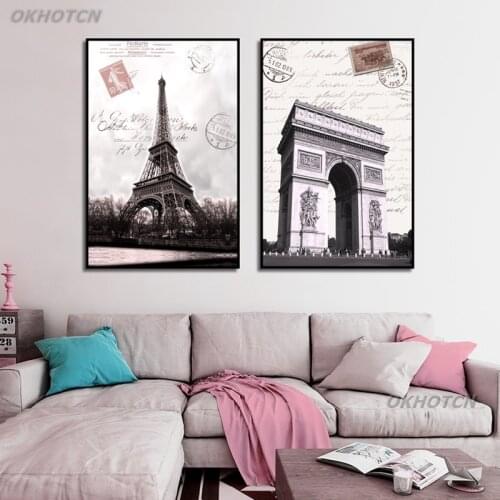 Eiffel Tower Arc De Triomphe Wall Art Picture For Living Room Home Decoration Canvas Painting Nordic Modern Modular Print Poster