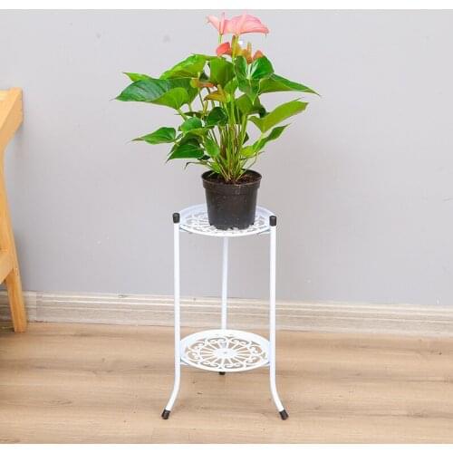 New Hot 2-Tiered Tall Plant Stand Metal Plant Shelf Supports Rack for Indoor Outdoor Home Decoration SMR88