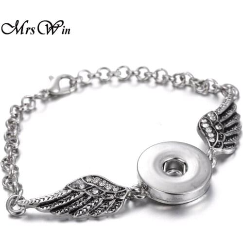 New Angel Wings Snap Bracelet Bangles Interchangeable Metal Chain Charm Bracelets for Women Fit 18mm Snap Buttons Jewelry