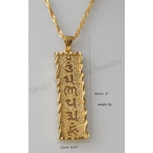 Foromance YELLOW GOLD OVERLAY 18" Or 24" TWIST WATER WAVE NECKLACE & VIVID BUDDHA Buddhism six words mantra PENDANT