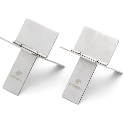 COHIBA Cigar Holder Excellent Silver Stainless Steel Foldable Cigar Stand Pocket Cigar Ashtray Holder