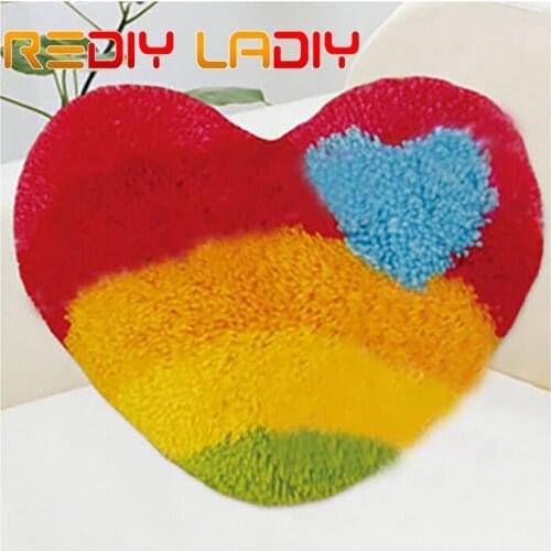 Latch Hook Rug Rainbow Love Crocheting Carpet Rug 100% Acrylic Yarn Sofa Cushion Mat Crochet Tapestry DIY Carpet Arts & Crafts