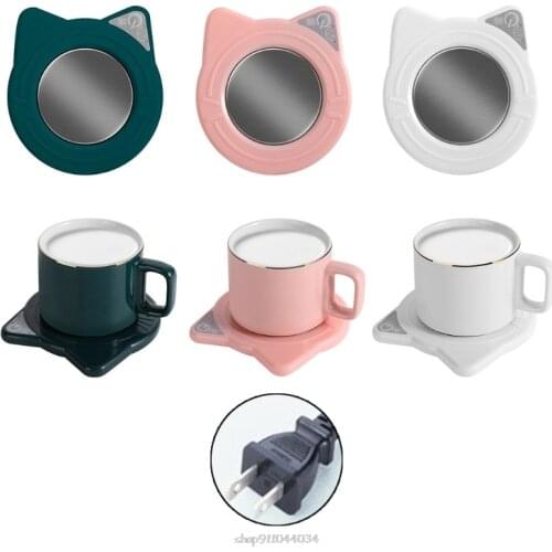 Cute Cat Coffee Mug Warmer Pad & Cups Electric Power Cup Warmer Heat Beverage Mug Mat Keep Warm Coffee Tea Electric pad D10 20