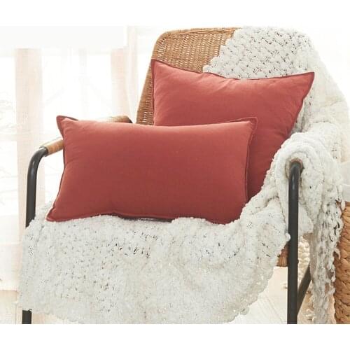 Nordic Simple Pillowcase Washed Cotton Pure Color Pressed Edge Comfortable Pillow Case Home Decor Sofa Pillow Case Cushion Cover