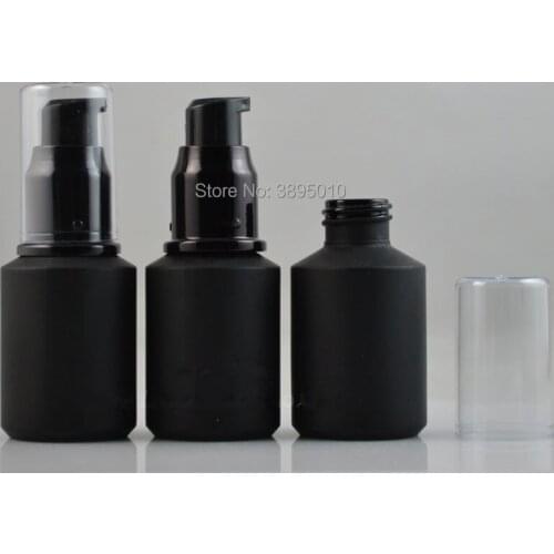 30ml Glass Lotion Pump Bottle with plastic Cap Empty Green black Essential Oil Women Cosmetic Container F800