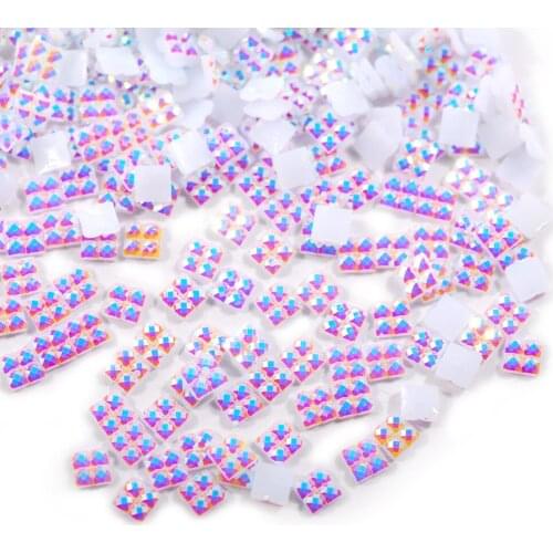 4*4MM The Shape Of Square Resin Rhinestones 28 Colors Grids Flatback Transparent Stones For Handicraft Decoration 1000pcs