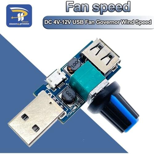 USB Fan Stepless Governor Wind Speed Controller Regulator Module 4-12V to 2.5-8V 5W With Switch USB Micro Adapter Potentiometer