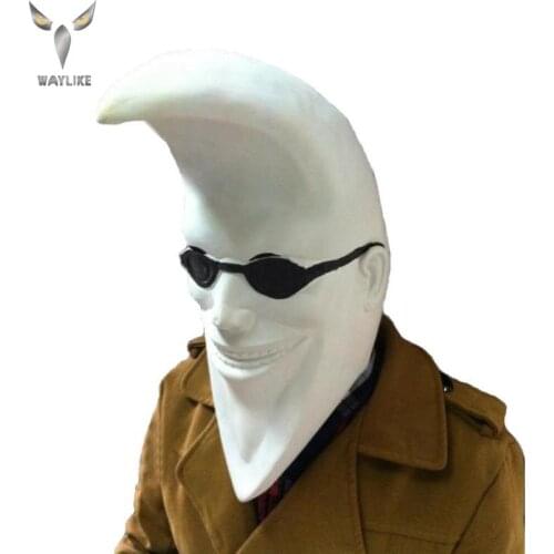 WAYLIKE Halloween White Funny Moon Head Latex Mask Darth Maul Face Halloween Costume Ball Cosplay Party Mask