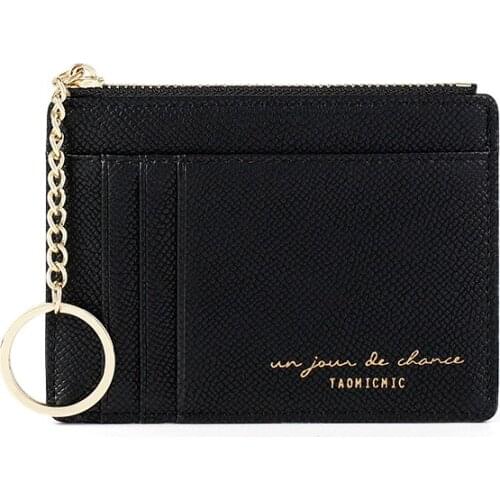 Women PU Leather Coin Purse New Mini Key Chain Wallet Slim Multi-Card-Slots Card Holder Female Small Zipper Wallet Monederos