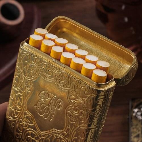 14 Cigarettes Portable Cigarette Case Cigarette Storage Box Smoking Accessories Tobacco Case Portable Cigarette Pack Hand-Carved