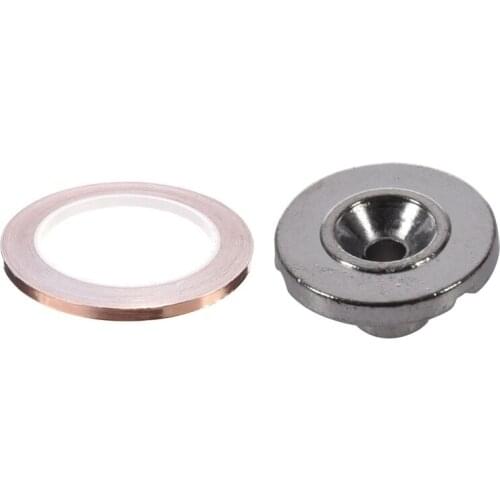 2x Round Bass Guitar String Retainer Tree(Chrome) & 1pc 6mmx20 M Roll Copper Sheet Self-Adhesive Tape Copper Tape