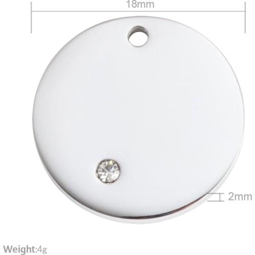 50pc 18mm Mirror polish Stainless Steel Crystal Round Circle Charm For Necklace/bracelet DIY Women Handmade Jewelry wholesale