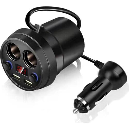 Car Mobile Phone Charger USB Splitter for Auto Car Splitter Cigarette Lighter Car Charger Cup Holder 2USB Ports LED Dsiplay