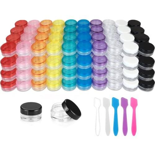 Freeship 250pcs Empty 3g mini cream jar with colorful cap Plastic Cosmetic Makeup Jar Pots 3cc Sample Bottles Eyeshadow Cream