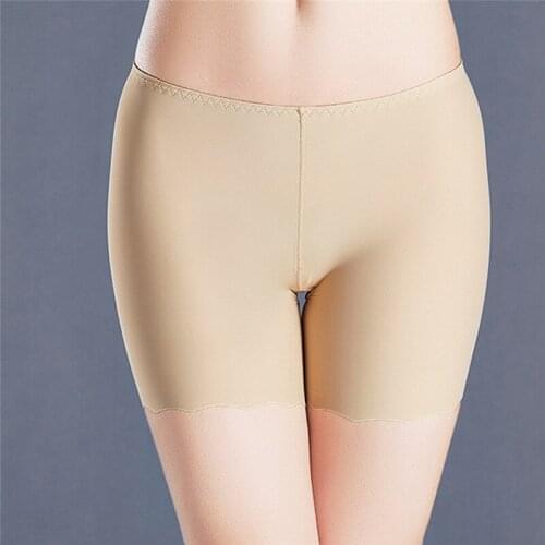 Seamless Trackless Ice Silk Anti-slip Safety Pants Girls Underwear Women Safety Shorts Pants Nylon High Waist Panties