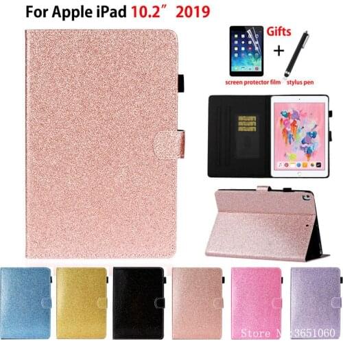 Glitter Case For iPad 10.2 2019 Cover for Apple iPad 7th Generation A2200 A2198 A2232 Cover Funda Tablet Stand Shell Coque +Gift