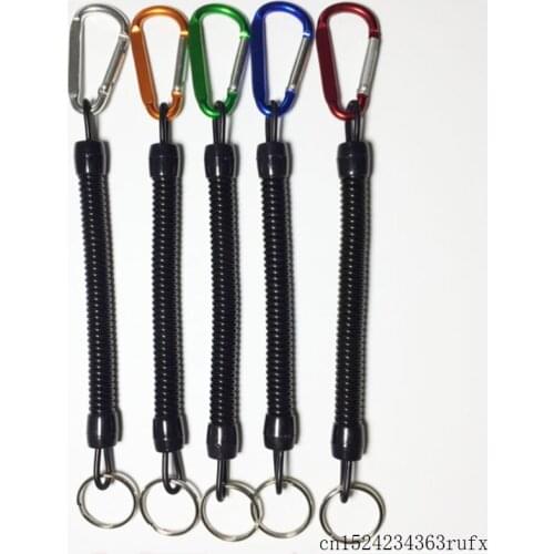 200 Pcs Retractable Plastic Spring Elastic Rope Security Gear Tool Anti-lost Keychain for Outdoor Hiking Camping