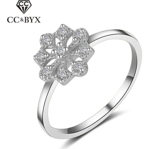 CC S925 Silver Rings For Women Vintage White Gold Ball Rome Star Bridal Wedding Engagement Trendy Jewelry Drop Shipping CC823a