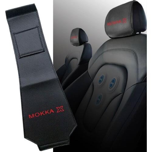 Car Headrest Cover FOR Opel Mokka X Carbon Fiber Leather Car Headrest Protector Case Interior Accessories