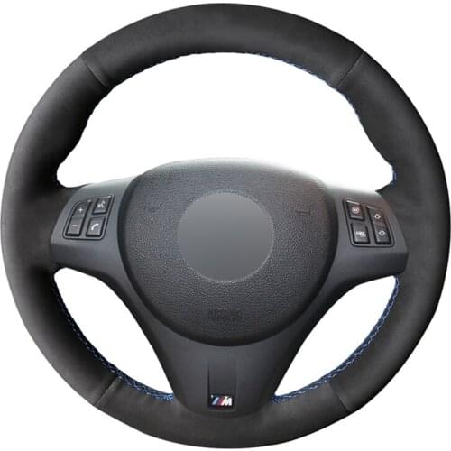 Black Suede Hand-stitched Car Steering Wheel Cover for BMW M Sport M3 E90 E91(Touring) E92 E93 E87 E81 E82(Coupe) E88 X1 E84