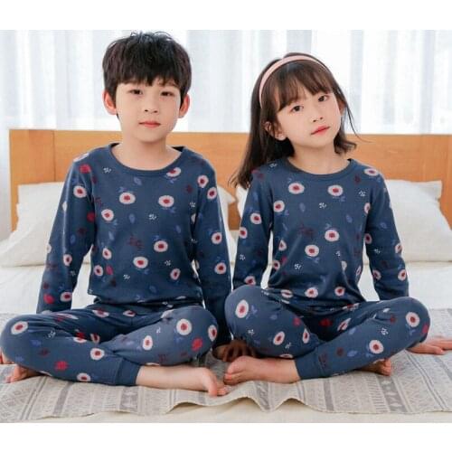 Children Long sleeve Pajamas 2020 Autumn Boys Girls Sleepwear Cartoon Baby Nightwear Child Kids Cotton Pyjamas Set Home Clothes