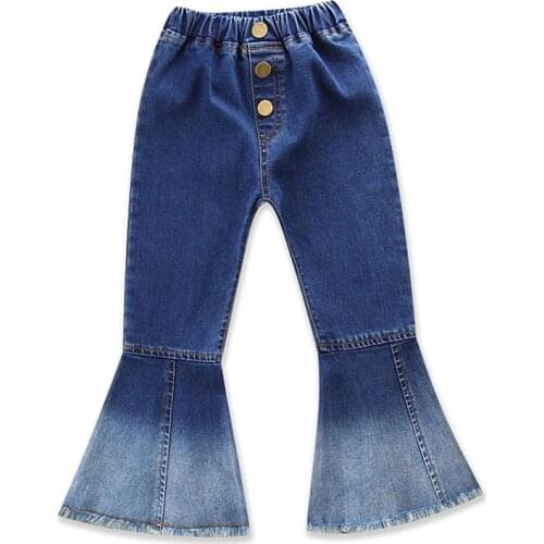 Baby Girl Jeans Fashion Toddler Kids Baby Girls Bell-Bottoms Flare Pants Denim Wide Leg Jeans Trousers Cute Pant