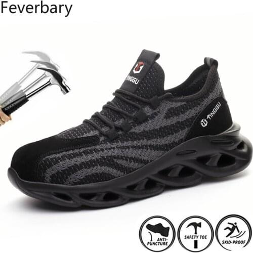 Feverbary Mens Indestructible Steel Toe Cap Work Safety Anti-smash Puncture Resistant Ground Work Boots Outdoor Casual Shoes