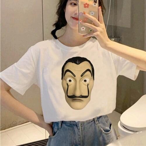 The House of Paper T Shirt New Money Heist Women La Casa De Papel Tshirt Women Vogue Casual Dali Mask Casa De Papel T-shirt Top