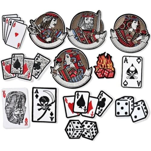 Playing Card Character Badge King David Alexander Caesar Charlemagne Abstract Painting Embroidery Cloth Sticker Patch