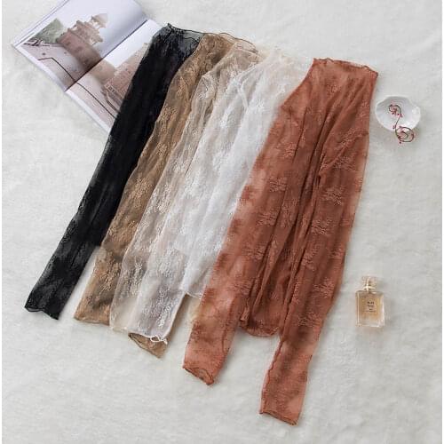 JuneLove Sexy Blouse lady Blouse Perspective Mesh female Shirts Tops Spring women Long Sleeve Turtleneck Lace Embroidery Shirt