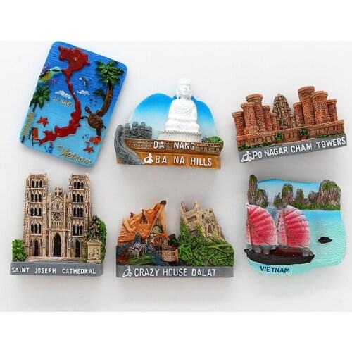 3D fridge magnet Southeast Asia Vietnam crazy house Da Nang mount Bana magnetic refrigerator paste Vietnam tourist souvenir gift