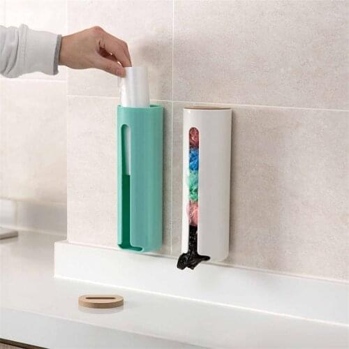 Solid Wood Kitchen Wall-Mounted Plastic Garbage Bag Storage Box Sundries Sorting Box