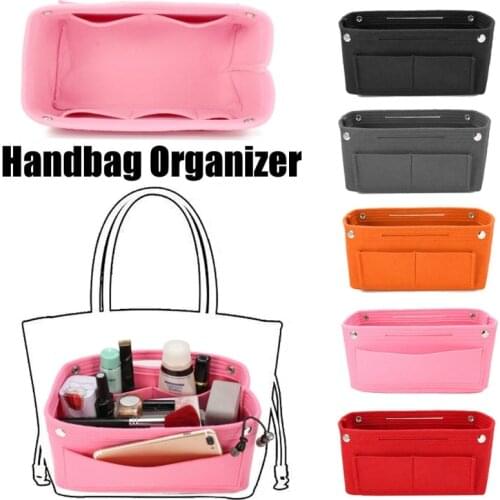 New Multifunction Cosmetic Handbag Makeup Bag Organizer Purse Insert Bag Felt Fabric Storage Pouch Case Wash Bag 2018 Fashion