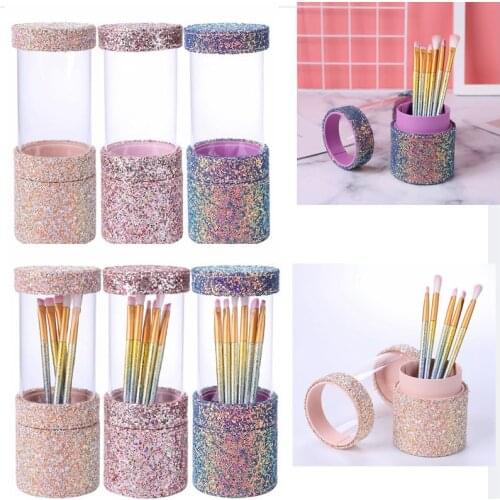 NEW Sequins Visible Dust-proof Makeup Brush Holder Beauty Travel Makeup Brushes Holder Organizer Pencil Case