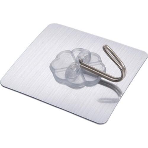 New Double Sided Adhesive Wall Hooks Waterproof Hanger Wall Sided Double Cup Hooks Strong Suction Sucker Adhesive Silver Ki J9Y1