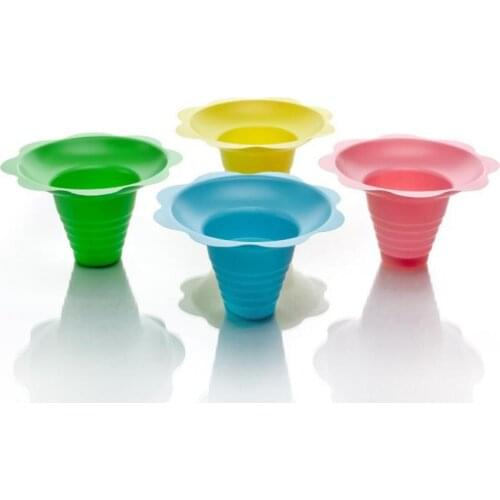 Disposable Plastic Ice Cream Parfait Sundae Cup Flower Shape Cups Bowls 250ML Event Party Wedding LX6882