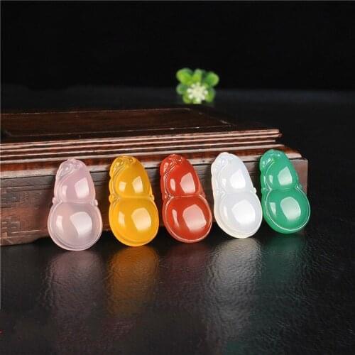Natural White Agate Gourd Jade Pendant Necklace Chalcedony Carved Charm Jewellery Fashion Amulet for Men Women Lucky Gifts