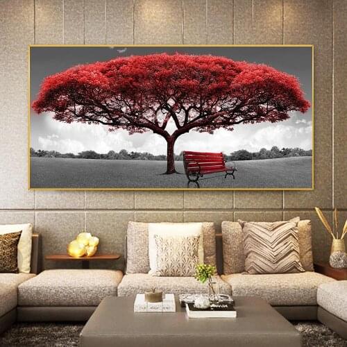 DDHH Large Size Canvas Painting Wall Art Gold Tree Painting Oil Painting Wall Poster And Print For Living Room Home Decor