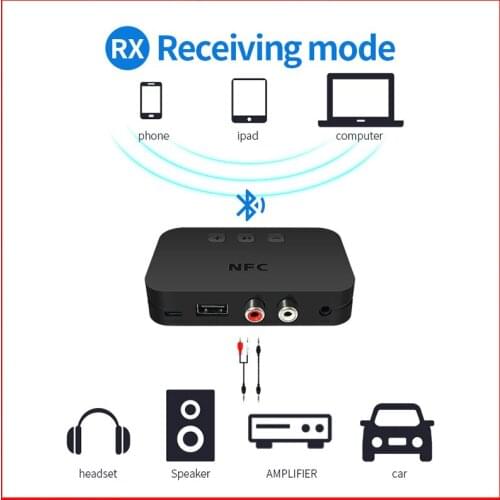 NFC 5.0 Bluetooth Receiver A2DP AUX 3.5mm RCA Jack USB Smart Playback Stereo Audio Wireless Adapter For Car Kit Speaker